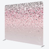 Lofaris Pink Silver Glitter Party Square Tension Backdrop